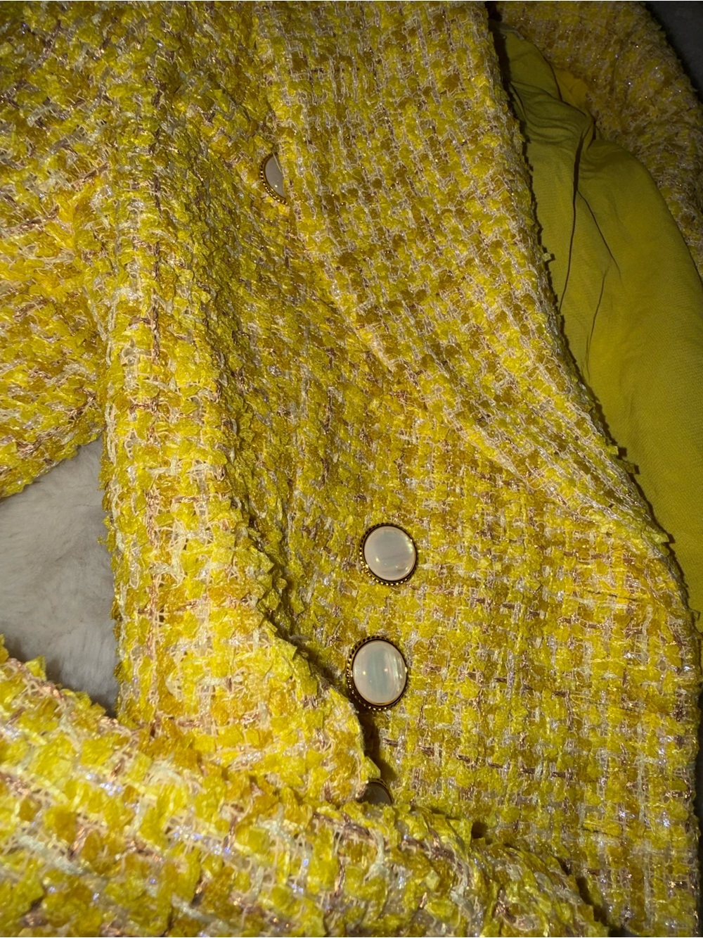 L'ATISTE Yellow Tweed Two-Piece Skirt Set - Picture 3 of 12